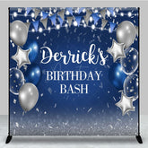 Aperturee - Aperturee Bokeh Blue Flag Balloons Custom Birthday Backdrop